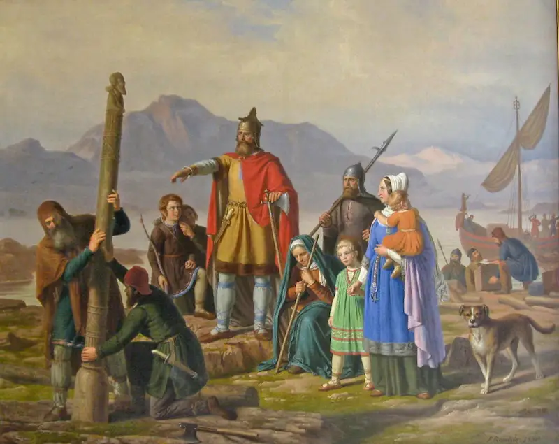 Johan Peter Raadsig作「Ingolf tager Island i besiddelse」