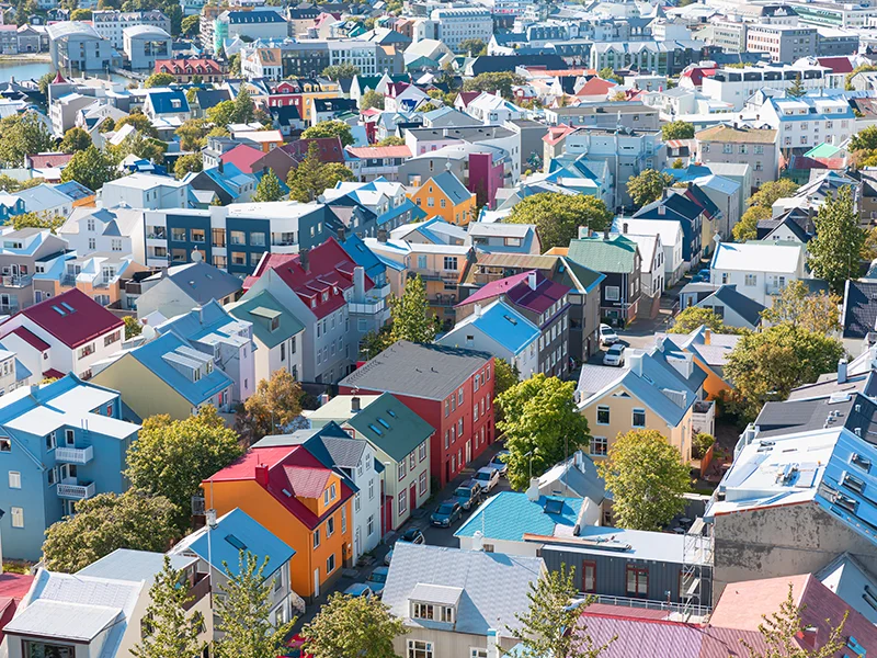 レイキャビクにあるカラフルな建物