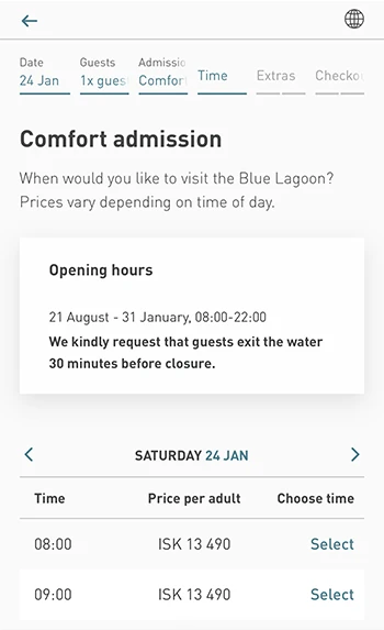 ブルーラグーンの予約方法（ステップ5）